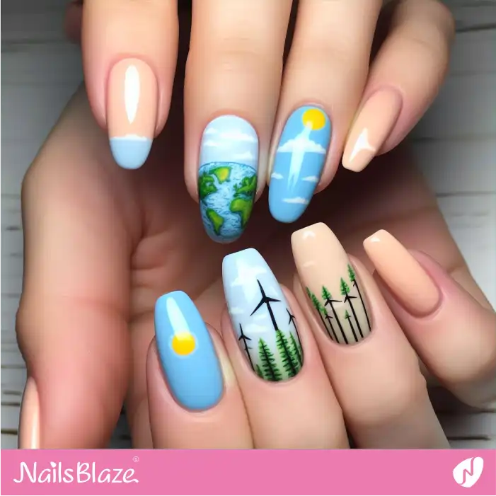 Clean Energy for a Better Life Nail Design | Climate Crisis Nails - NB3008
